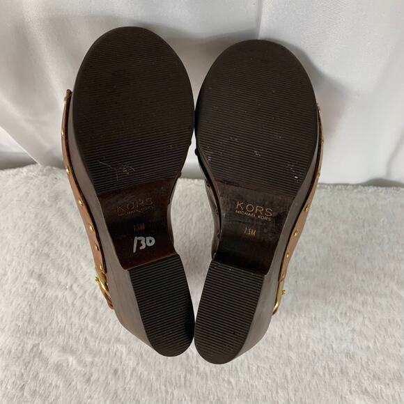 KORS Michael Kors Women's Leather Wedge Sandals Size 7.5 - Picture 7 of 10